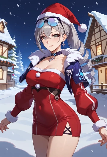 star rail,silver wolf,Christmas,dress  - AI generated anime art